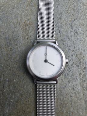 Calvin Klein Silver Mesh Minimalist Round Watch
